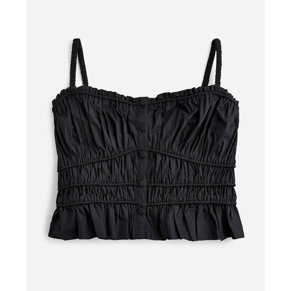 J.Crew Cinched-Waist Cotton Poplin Tank Top - Black - XL